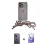 MARSİLYAN™- iPhone 13 Pro Max Kılıf Eksen Özel Seri - Siyah Bilvis 5in1 5D Magic Hayalet Cam Ekran Koruyucu + Neon Fosforlu Kamera Lens - BZ