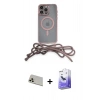 MARSİLYAN™- iPhone 13 Pro Max Kılıf Eksen Özel Seri - Siyah Bilvis 5in1 5D Magic Hayalet Cam Ekran Koruyucu + Rose Gold Rainbow Kamera Lens Koruma Cam