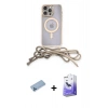 MARSİLYAN™- iPhone 13 Pro Max Kılıf Eksen Özel Seri - Siyah Bilvis 5in1 5D Magic Hayalet Cam Ekran Koruyucu + Shine Kamera Lens Koruma Cam - MI