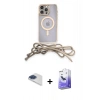 MARSİLYAN™- iPhone 13 Pro Max Kılıf Eksen Özel Seri - Siyah Bilvis 5in1 5D Magic Hayalet Cam Ekran Koruyucu + Pers Alüminyum Kamera Lens - LT