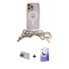 MARSİLYAN™- iPhone 13 Pro Max Kılıf Eksen Özel Seri - Siyah Bilvis 5in1 5D Magic Hayalet Cam Ekran Koruyucu + Rainbow Kamera Lens Koruma Cam - MI