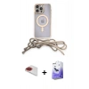 MARSİLYAN™- iPhone 13 Pro Max Kılıf Eksen Özel Seri - Siyah Bilvis 5in1 5D Magic Hayalet Cam Ekran Koruyucu + Kırmızı Pers Alüminyum Kamera Lens