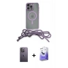 MARSİLYAN™- iPhone 13 Pro Max Kılıf Eksen Özel Seri - Siyah Bilvis 5in1 5D Magic Hayalet Cam Ekran Koruyucu + Neon Fosforlu Kamera Lens - BZ