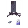 MARSİLYAN™- iPhone 13 Pro Max Kılıf Eksen Özel Seri - Siyah Bilvis 5in1 5D Magic Hayalet Cam Ekran Koruyucu + Mavi Renkli Kamera Lens Koruma Cam