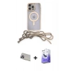 MARSİLYAN™- iPhone 13 Pro Max Kılıf Eksen Özel Seri - Siyah Bilvis 5in1 5D Magic Hayalet Cam Ekran Koruyucu + Rainbow Kamera Lens Koruma Cam - MR