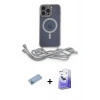MARSİLYAN™- iPhone 13 Pro Max Kılıf Eksen Özel Seri - Siyah Bilvis 5in1 5D Magic Hayalet Cam Ekran Koruyucu + Shine Kamera Lens Koruma Cam - MI