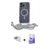MARSİLYAN™- iPhone 13 Pro Max Kılıf Eksen Özel Seri - Siyah Bilvis 5in1 5D Magic Hayalet Cam Ekran Koruyucu + Pers Alüminyum Kamera Lens - SABE