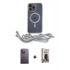 MARSİLYAN™- iPhone 13 Pro Max Kılıf Eksen Özel Seri - Siyah Bilvis Hayalet Cam Ekran Koruyucu + Neon Fosforlu Kamera Lens - BZ
