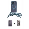 MARSİLYAN™- iPhone 13 Pro Max Kılıf Eksen Özel Seri - Siyah Bilvis Hayalet Cam Ekran Koruyucu + Neon Fosforlu Kamera Lens - BZ
