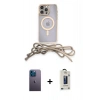 MARSİLYAN™- iPhone 13 Pro Max Kılıf Eksen Özel Seri - Siyah Bilvis Hayalet Cam Ekran Koruyucu + Mavi Neon Fosforlu Kamera Lens