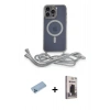 MARSİLYAN™- iPhone 13 Pro Max Kılıf Eksen Özel Seri - Siyah Bilvis Hayalet Cam Ekran Koruyucu + Shine Kamera Lens Koruma Cam - MI