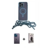 MARSİLYAN™- iPhone 13 Pro Max Kılıf Eksen Özel Seri - Siyah Bilvis Hayalet Cam Ekran Koruyucu + Neon Fosforlu Kamera Lens - MI