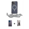 MARSİLYAN™- iPhone 13 Pro Max Kılıf Eksen Özel Seri - Siyah Bilvis Hayalet Cam Ekran Koruyucu + Neon Fosforlu Kamera Lens - MI