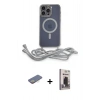 MARSİLYAN™- iPhone 13 Pro Max Kılıf Eksen Özel Seri - Siyah Bilvis Hayalet Cam Ekran Koruyucu + Renkli Kamera Lens Koruma Cam - SI