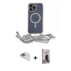 MARSİLYAN™- iPhone 13 Pro Max Kılıf Eksen Özel Seri - Siyah Bilvis Hayalet Cam Ekran Koruyucu + Sierra Blue Pers Alüminyum Kamera Lens