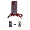 MARSİLYAN™- iPhone 13 Pro Max Kılıf Eksen Özel Seri - Siyah Bilvis Hayalet Cam Ekran Koruyucu + Neon Fosforlu Kamera Lens - YL