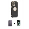 MARSİLYAN™- iPhone 13 Pro Max Kılıf İz Form Serisi - Şeffaf 360 Full Body Arka Koruyucu + Neon Fosforlu Kamera Lens - BZ