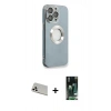 MARSİLYAN™- iPhone 13 Pro Max Kılıf İz Form Serisi - Şeffaf 360 Full Body Arka Koruyucu + Beyaz Rainbow Kamera Lens Koruma Cam