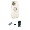 MARSİLYAN™- iPhone 13 Pro Max Kılıf İz Form Serisi - Şeffaf 360 Full Body Arka Koruyucu + Gökkuşağı Shine Kamera Lens Koruma Cam