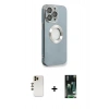 MARSİLYAN™- iPhone 13 Pro Max Kılıf İz Form Serisi - Şeffaf 360 Full Body Arka Koruyucu + Gold Shine Kamera Lens