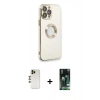 MARSİLYAN™- iPhone 13 Pro Max Kılıf İz Form Serisi - Şeffaf 360 Full Body Arka Koruyucu + Gold Shine Kamera Lens