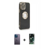 MARSİLYAN™- iPhone 13 Pro Max Kılıf İz Form Serisi - Şeffaf 360 Full Body Arka Koruyucu + Neon Fosforlu Kamera Lens - MI