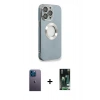 MARSİLYAN™- iPhone 13 Pro Max Kılıf İz Form Serisi - Şeffaf 360 Full Body Arka Koruyucu + Neon Fosforlu Kamera Lens - MI