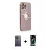 MARSİLYAN™- iPhone 13 Pro Max Kılıf İz Form Serisi - Şeffaf 360 Full Body Arka Koruyucu + Neon Fosforlu Kamera Lens - YL