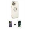 MARSİLYAN™- iPhone 13 Pro Max Kılıf İz Form Serisi - Şeffaf 360 Full Body Arka Koruyucu + Neon Fosforlu Kamera Lens - YL