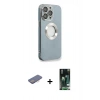 MARSİLYAN™- iPhone 13 Pro Max Kılıf İz Form Serisi - Şeffaf 360 Full Body Arka Koruyucu + Pembe Renkli Kamera Lens Koruma Cam