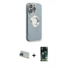 MARSİLYAN™- iPhone 13 Pro Max Kılıf İz Form Serisi - Şeffaf 360 Full Body Arka Koruyucu + Rainbow Kamera Lens Koruma Cam - MI