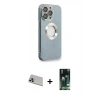 MARSİLYAN™- iPhone 13 Pro Max Kılıf İz Form Serisi - Şeffaf 360 Full Body Arka Koruyucu + Rainbow Kamera Lens Koruma Cam - MR