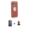 MARSİLYAN™- iPhone 13 Pro Max Kılıf İz Form Serisi - Şeffaf Maxco Cam Ekran Koruyucu + Neon Fosforlu Kamera Lens - BZ