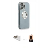 MARSİLYAN™- iPhone 13 Pro Max Kılıf İz Form Serisi - Şeffaf Maxco Cam Ekran Koruyucu + Gold Pers Alüminyum Kamera Lens