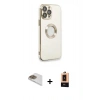 MARSİLYAN™- iPhone 13 Pro Max Kılıf İz Form Serisi - Şeffaf Maxco Cam Ekran Koruyucu + Gold Pers Alüminyum Kamera Lens
