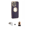 MARSİLYAN™- iPhone 13 Pro Max Kılıf İz Form Serisi - Şeffaf Maxco Cam Ekran Koruyucu + Gold Pers Alüminyum Kamera Lens