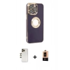 MARSİLYAN™- iPhone 13 Pro Max Kılıf İz Form Serisi - Şeffaf Maxco Cam Ekran Koruyucu + Gold Shine Kamera Lens