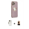 MARSİLYAN™- iPhone 13 Pro Max Kılıf İz Form Serisi - Şeffaf Maxco Cam Ekran Koruyucu + Gold Shine Kamera Lens