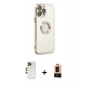 MARSİLYAN™- iPhone 13 Pro Max Kılıf İz Form Serisi - Şeffaf Maxco Cam Ekran Koruyucu + Gold Shine Kamera Lens