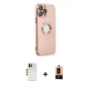 MARSİLYAN™- iPhone 13 Pro Max Kılıf İz Form Serisi - Şeffaf Maxco Cam Ekran Koruyucu + Gold Shine Kamera Lens