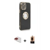 MARSİLYAN™- iPhone 13 Pro Max Kılıf İz Form Serisi - Şeffaf Maxco Cam Ekran Koruyucu + Pers Alüminyum Kamera Lens - KI