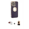 MARSİLYAN™- iPhone 13 Pro Max Kılıf İz Form Serisi - Şeffaf Maxco Cam Ekran Koruyucu + Pers Alüminyum Kamera Lens - KI