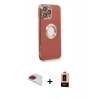 MARSİLYAN™- iPhone 13 Pro Max Kılıf İz Form Serisi - Şeffaf Maxco Cam Ekran Koruyucu + Pers Alüminyum Kamera Lens - KI