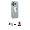 MARSİLYAN™- iPhone 13 Pro Max Kılıf İz Form Serisi - Şeffaf Maxco Cam Ekran Koruyucu + Kırmızı Rainbow Kamera Lens Koruma Cam