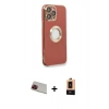 MARSİLYAN™- iPhone 13 Pro Max Kılıf İz Form Serisi - Şeffaf Maxco Cam Ekran Koruyucu + Kırmızı Rainbow Kamera Lens Koruma Cam