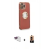 MARSİLYAN™- iPhone 13 Pro Max Kılıf İz Form Serisi - Şeffaf Maxco Cam Ekran Koruyucu + Pers Alüminyum Kamera Lens - GI