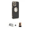 MARSİLYAN™- iPhone 13 Pro Max Kılıf İz Form Serisi - Şeffaf Maxco Cam Ekran Koruyucu + Rainbow Kamera Lens Koruma Cam - BZ