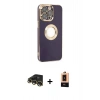 MARSİLYAN™- iPhone 13 Pro Max Kılıf İz Form Serisi - Şeffaf Maxco Cam Ekran Koruyucu + Raze Metal Kamera Lens - GD