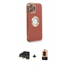 MARSİLYAN™- iPhone 13 Pro Max Kılıf İz Form Serisi - Şeffaf Maxco Cam Ekran Koruyucu + Raze Metal Kamera Lens - GD