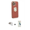 MARSİLYAN™- iPhone 13 Pro Max Kılıf İz Form Serisi - Şeffaf Pasifik Cam Ekran Koruyucu + Pers Alüminyum Kamera Lens - GD